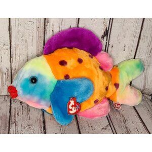 12" Vintage 1999 TY Beanie Buddies LIPS Tropical Fish Stuffed Animal Toy Y2K